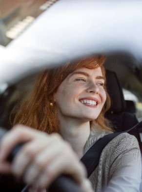 woman sat in the car