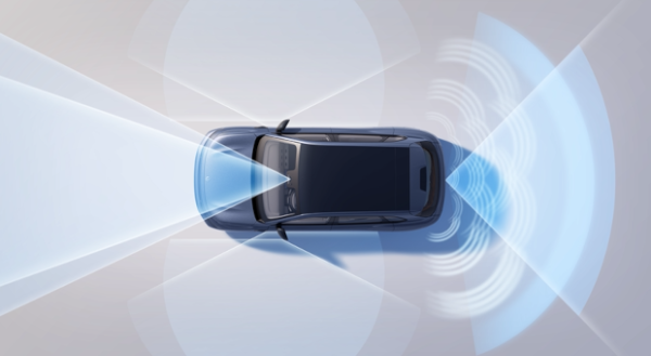 car with blue lights surroudning