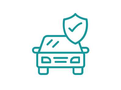 Illustration of a car with a shield and tick symbol.