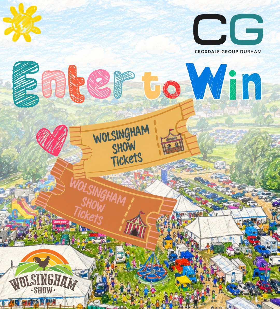 Childrens drawing of Wolsingham show with ticket prize draw