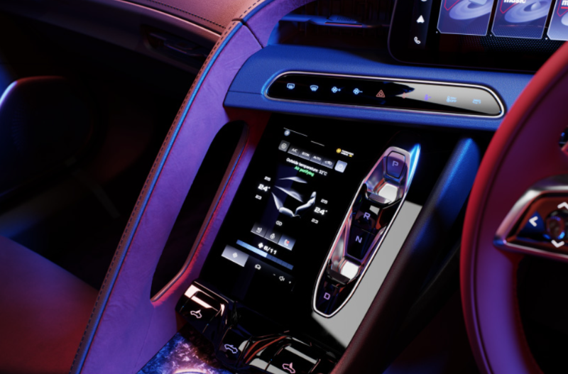 close up of the central console