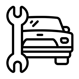 Car with spanner symbol, representing vehicle maintenance or repair services.