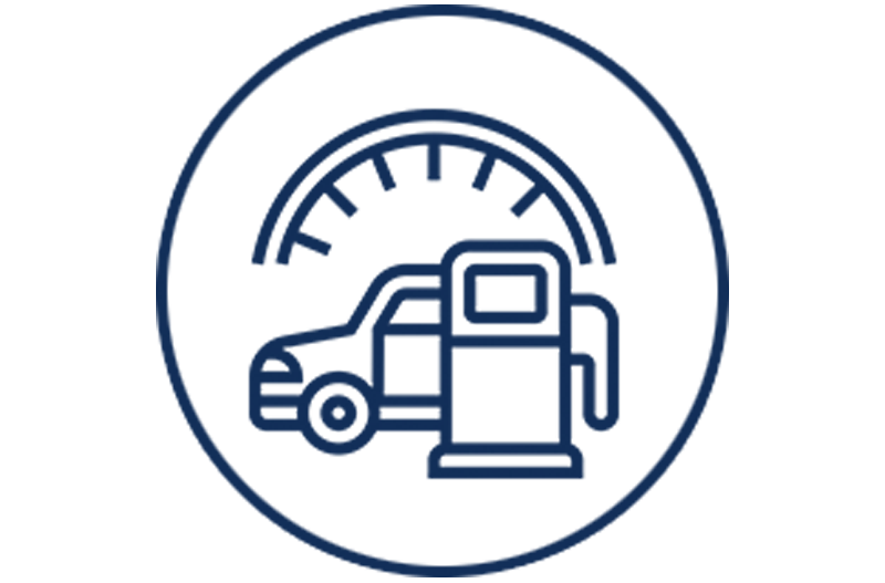 outline and cutout of a fuel pump and car