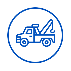 Blue circle with a desktop computer icon inside.
