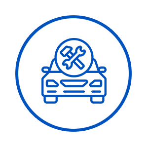 Blue box icon inside a circle, with horizontal lines on the box.