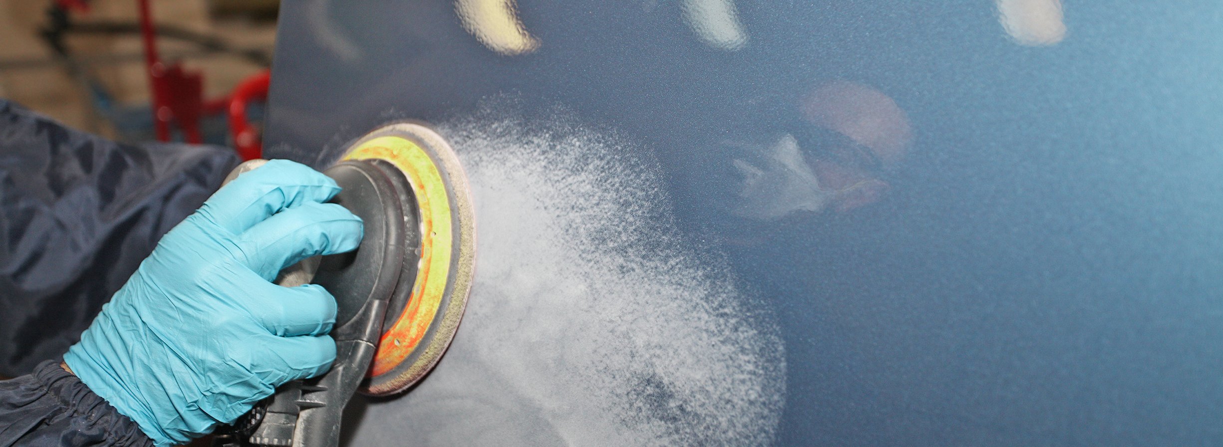 sanding the car down