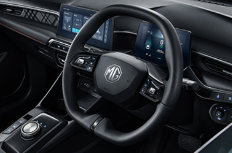 close up of the steering wheel