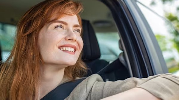 woman in the car