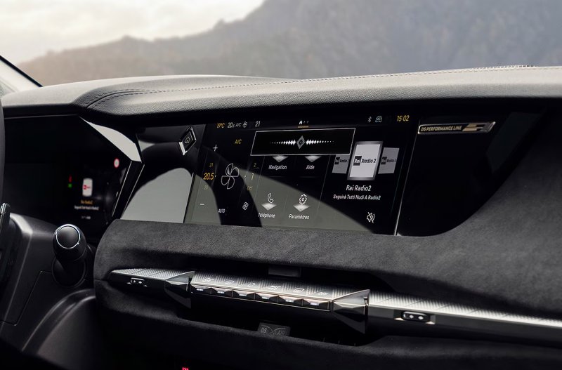 close up of the screen in the car