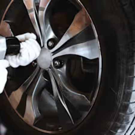close up of tyre change