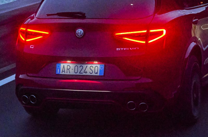 close up of the rear headlights of a car