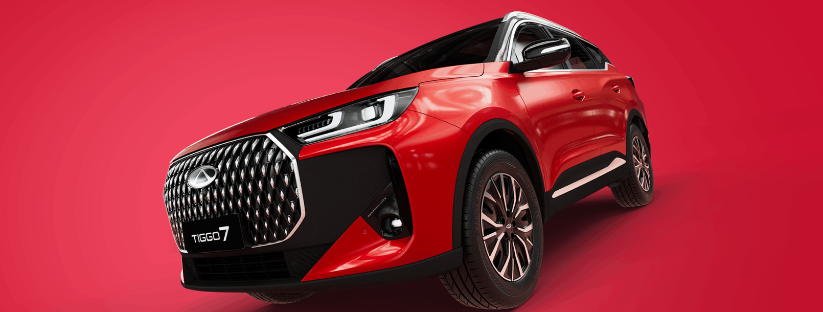 car on a red background