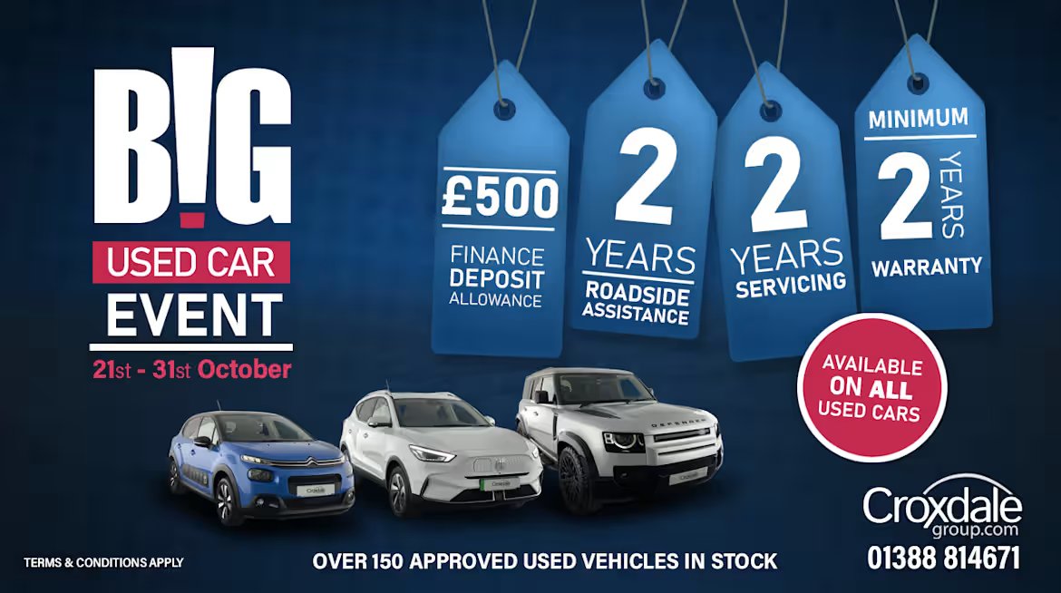 used car event banner