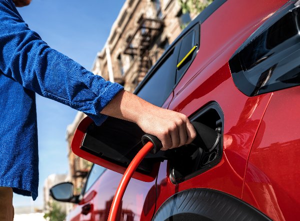 person putting van on charge